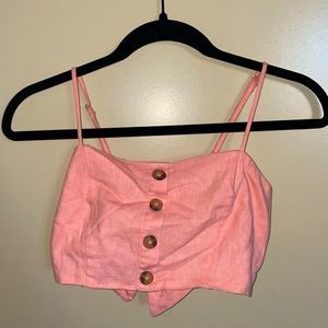 S Pink Crop top, tie back. adjustable straps.